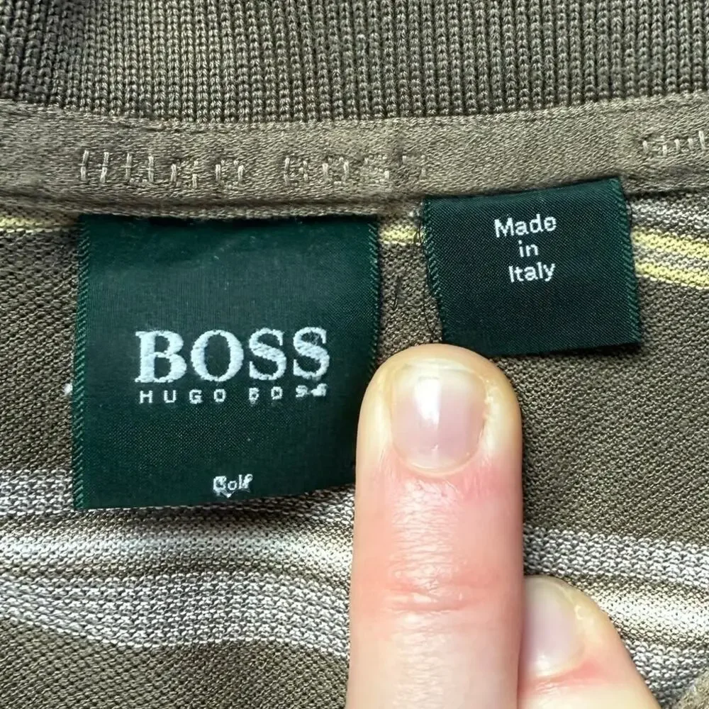 Boss Hugo Boss Golf Polo Shirt Striped Made in Italy 100% Cotton Men’s